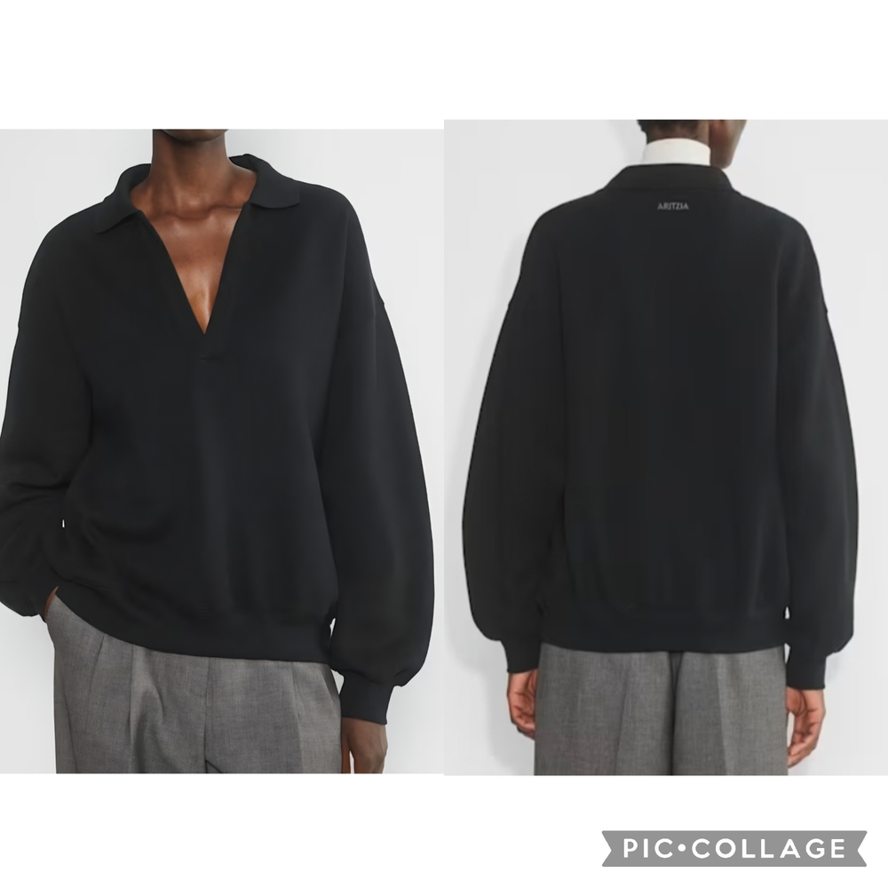 NWOT Aritzia Mega Fit Sweatfleece Collared Polo Sweater XS